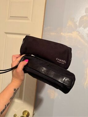 Chanel & Dior Black Cosmetic Pouches - Set of 2